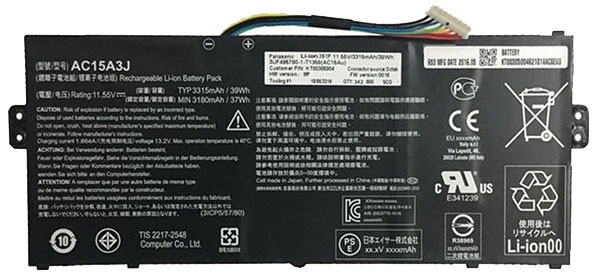 Erstatte Bærbar Batteri til Acer KT.00303.017 Erstatte Bærbar Batteri Acer til KT.00303.017