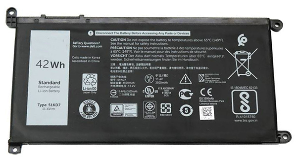 Erstatte Bærbar Batteri Dell  til 51KD7 